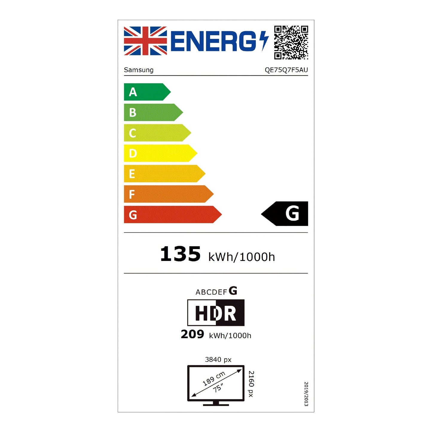 Samsung QE75Q7F5AUXXU 75 Inch Q7F5 4K QLED Ultra HD HDR AI Smart TV 2025