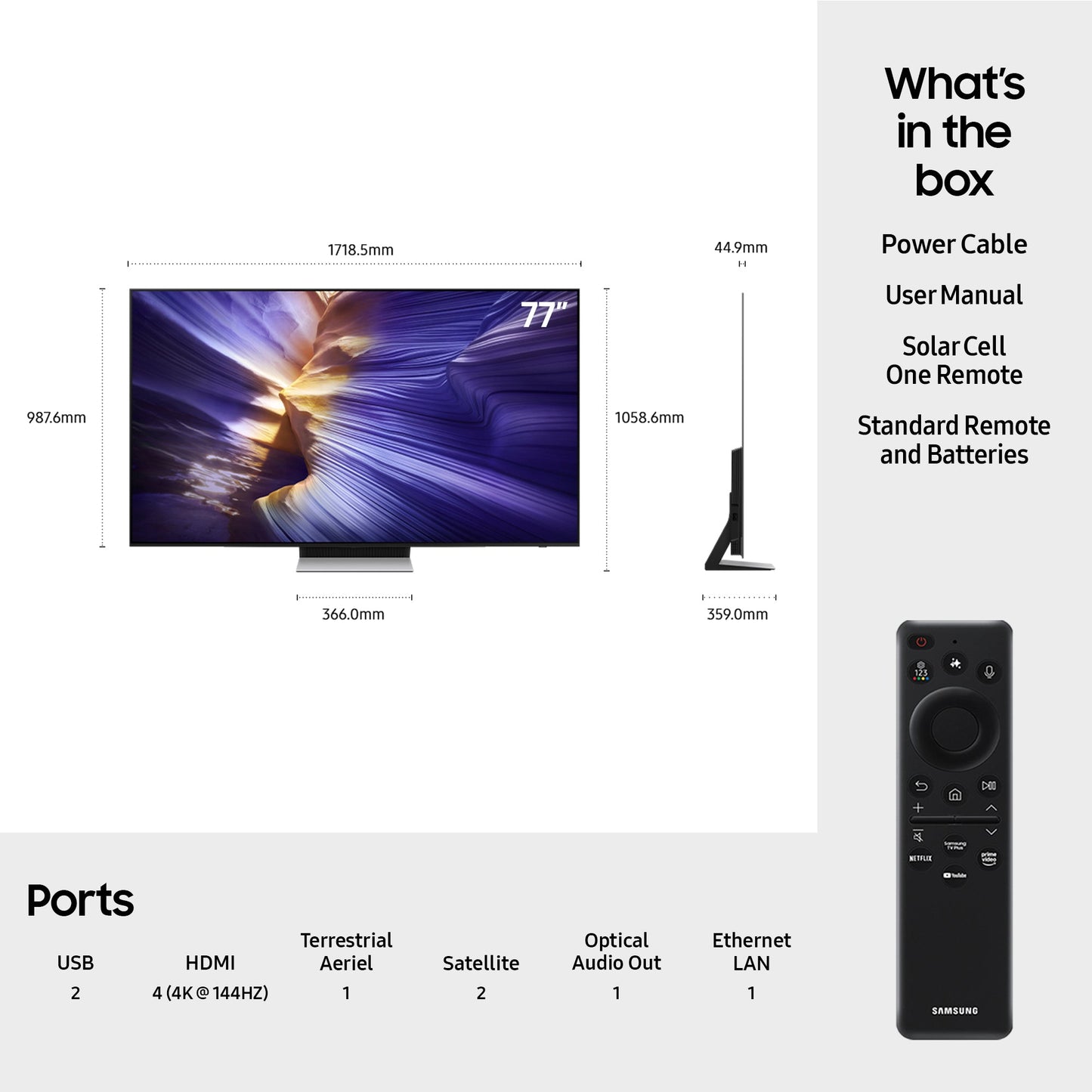 Samsung QE77S90FAEXXU 77 Inch S90F 4K OLED Ultra HD HDR Smart AI TV 2025