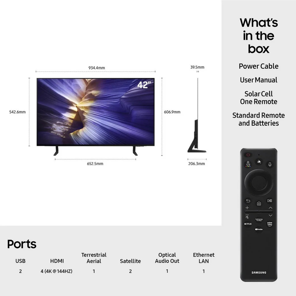 Samsung QE42S90FAEXXU 42 Inch S90F 4K OLED Ultra HD HDR Smart AI TV 2025