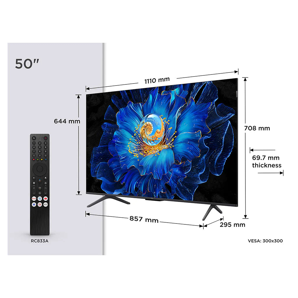 TCL 50C6KS-UK 50 Inch C6KS Premium 4K Ultra HD HDR QD-Mini LED Smart TV 2025