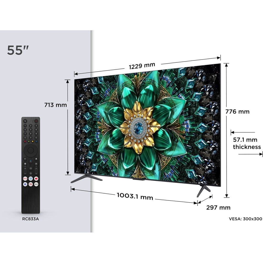 TCL 55Q6C-UK 55 Inch Q6C 4K Ultra HD HDR QD-Mini LED Smart Google TV 2025