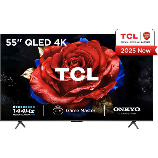 TCL 55T8C-UK 55 Inch T8C 4K QLED Ultra HD HDR Smart Google TV with 144Hz Motion Clarity Pro and Onkyo 2.1 sound