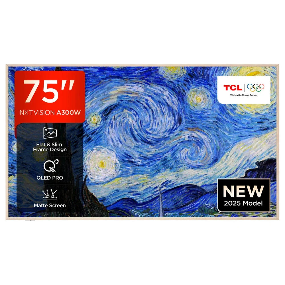 TCL 75A300W-UK 75 Inch NXTVISION A300W 4K Ultra HD QLED PRO HDR Google Frame TV 2025